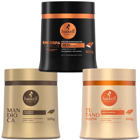 Mascara Para Cabelos Finos E Ralos - Kit Cronograma Capilar Cabelos Finos e Ralos Haskell Máscara Mandioca ...