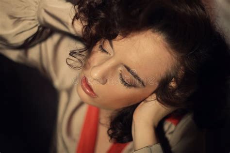 Sensual Brunette Woman Stock Photo Image Of Long Makeup