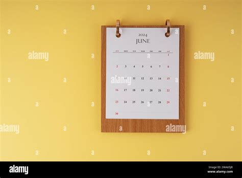 June 2024 Calendar On Yellow Background Stock Photo Alamy