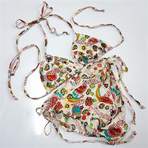 Bikini งานตดไทย ชดเซทบกน ลายHappy Shopee Thailand