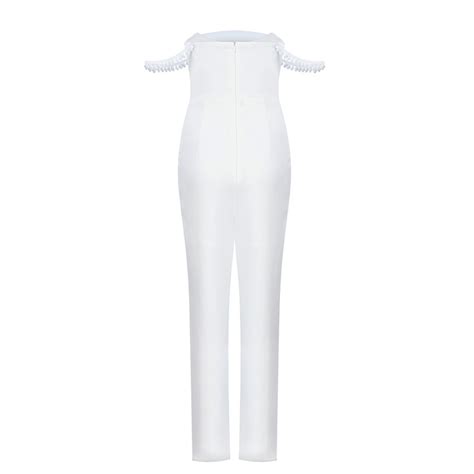 Белый без бретелек Модный женский комбинезон в обтяжку сексуальный ...