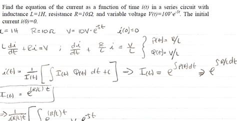 Find The Equation Of The Current As A Function Of Chegg