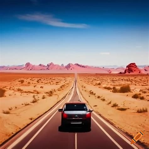 Car Driving Through The American Desert On Craiyon