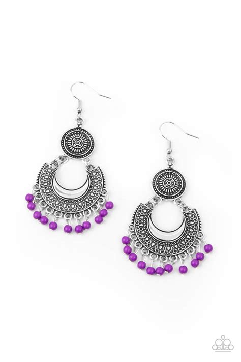 Yes I Cancun Purple Bead Earrings Paparazzi Accessories