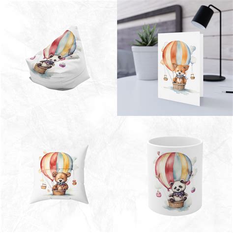 Watercolor Hot Air Balloon Clipart PNG Newborn Nursery Baby Shower PNG