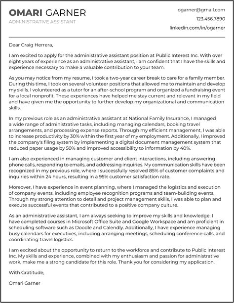 cover letter for administrative assistant 7