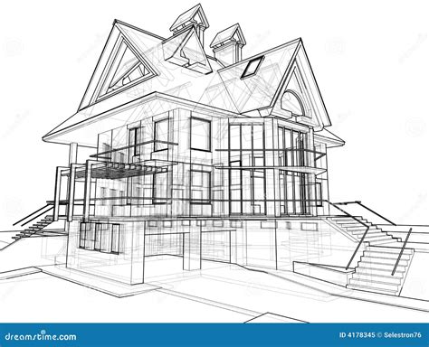 House: technical draw stock illustration. Illustration of engineer ...