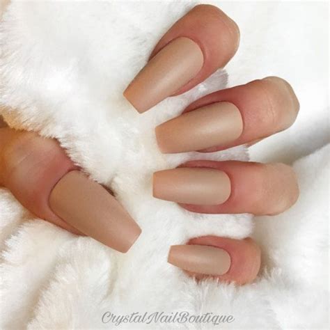 Nude Matte Coffin Press On Nails False By Crystalnailboutique Coffin Press On Nails Nails
