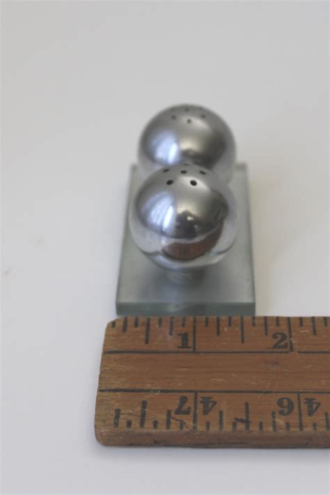 Art Deco Metal Sphere Salt Pepper Shakers 1930s Vintage Chase Chrome