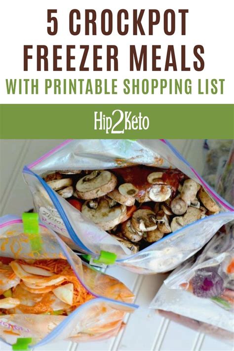 5 crockpot freezer meals with printable shopping list