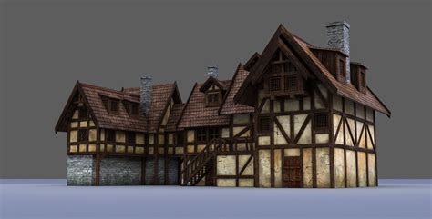 Medieval House 3d Model Max Obj 3ds Fbx Mtl Mat 1 House 3d Model