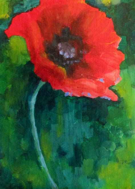 Red Poppy Acrylic On Wood 2014 Flower Painting Painting Red Poppies