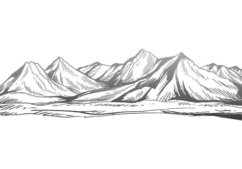 beautiful hand draw landscape  mountain sketch design