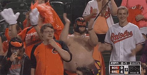 Masked Caped Shirtless Baltimore Orioles Fan Claps Terrifies