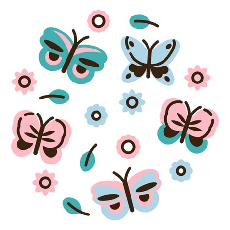 Diseño Png Y Svg De Círculo De Mariposas Y Flores Para Camisetas