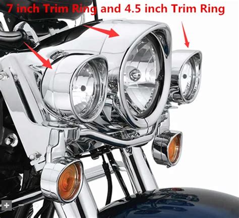 New Motorcycle Chrome Inch Headlight Trim Ring Visor Style Fits For