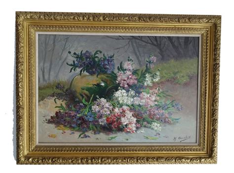 A Pair Of Antique French Still Life Oil Paintings Rue De France