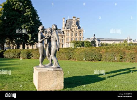 Three Nude Female Sculptures In Jardin Des Tuileries Les Trois Gr Ces By Aristide Maillol