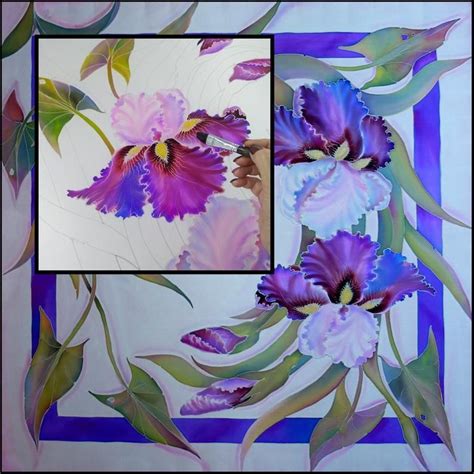 womens silk scarf irises gift   warm wraps  etsy silk