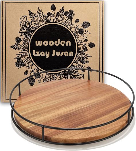 Amazon Tidita Acacia Wood Lazy Susan Turntable With Metal