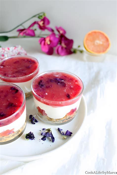 Recette De Cheesecake En Verrine Gel E De Pom Lo Et Fleurs Mauves