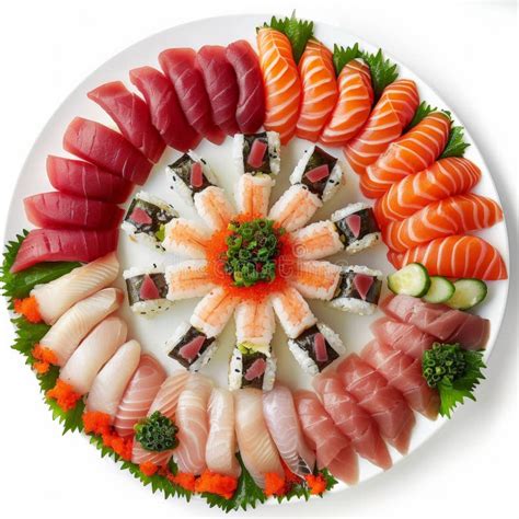 beautifully arranged platter  assorted nigiri sushi