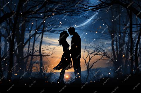 Premium Ai Image Silhouette Design Of A Couple Sharing A Tender