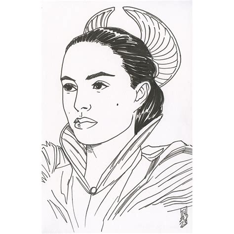 Padme Amidala Star Wars Signed ORIGINAL Drawing By Tom Hodges 1 1