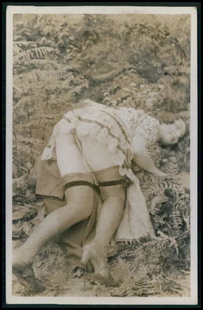 French Nude Woman Upskirt Bending Grundworth Ferns Original C Photo