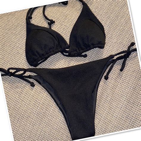 New Ribbed String Bikini Set Gem