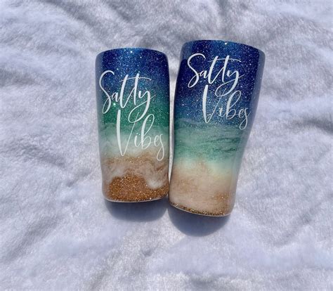 Beach Tumblers Beach Tumbler Beach Glitter Tumbler Better Etsy