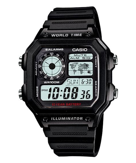 Часы Casio AE-1200WH с 10 летней батареей и картой мира