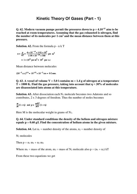 Solution Kinetic Theory Of Gases Studypool