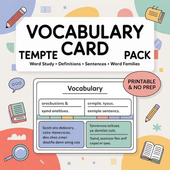vocabulary cards template word study activity  pallavi agrawal