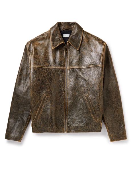 Guess Distressed Leather Jacket In Brown For Men Lyst