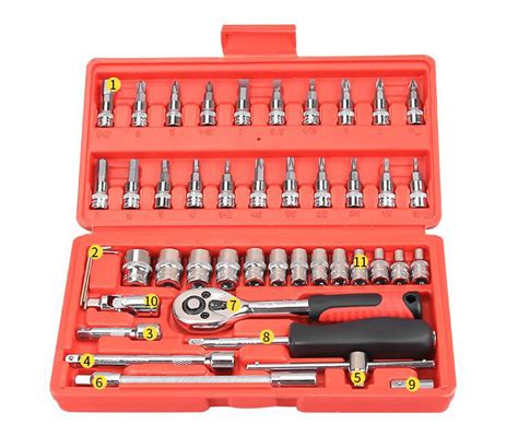 Piece In Drive Ratchet Socket Set Tool