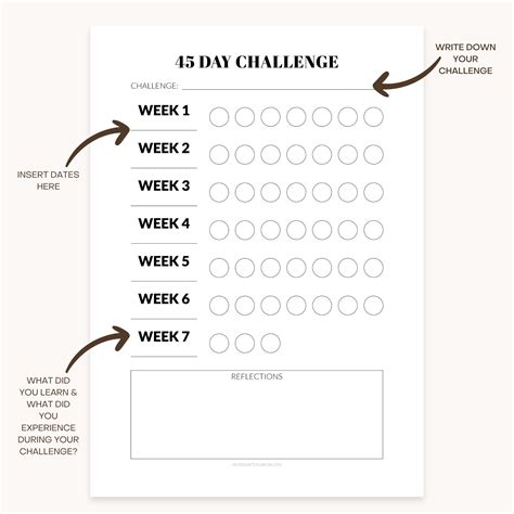45-day Challenge Tracker | 45 Day Progress Tracker | 45 Day Goal
