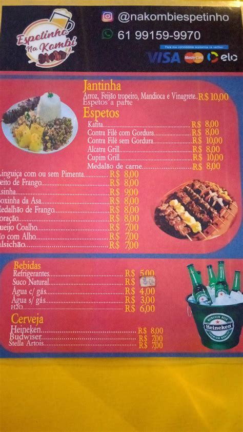 Menu em Espetinho na Kombi pub Bar Brasília