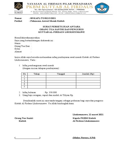 Surat Persetujuan Orang Tua Pdf