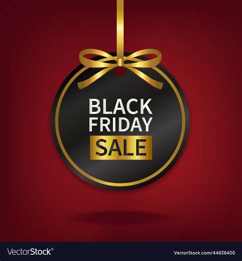 Black Friday Sale Price Tag With Gold Ribbon Vector Image