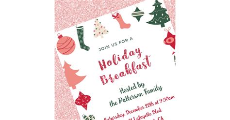 Christmas Breakfast Invitation Christmas Pattern Zazzle