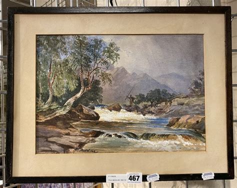 PAUL MADELINE 1863 1920 S WATERCOLOUR OF RIVER SCENE 34 X 24 CMS