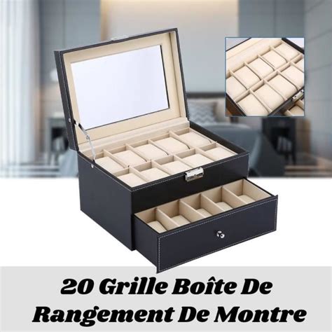 VAG Présentoir Coffret Boîte à Montre de rangement 20 grilles avec