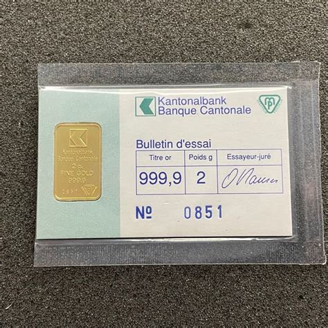 2 Gramm Gold Barren Kantonalbank Waadt Ovp Kaufen Auf Ricardo