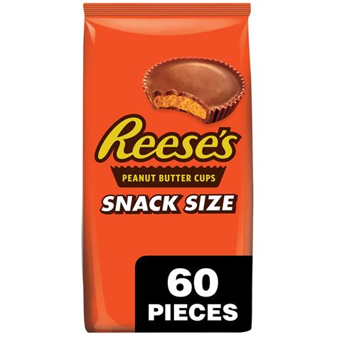 Reese S Milk Chocolate Peanut Butter Snack Size Cups Candy Bag 33 Oz 60 Pieces