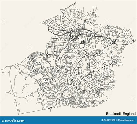 street roads map british city bracknell england stock vector illustration curve