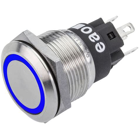 Eao 82 51511124 Series 82 Illuminated Pushbutton Mom 19mm Blue 24v Solder Term Rapid Online