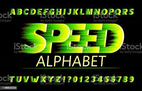 Speed Alphabet Font Fast Wind Effect Letters And Numbers In Vivid