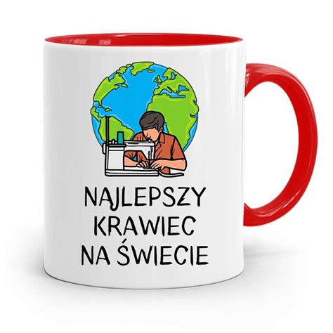 KUBEK CZERWONY KRAWCA KRAWCOWEJ NAJLEPSZY NA z Nadrukiem ze Zdjęciem