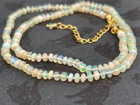 Opal Halskette Opal Choker Silk Knotted Ethiopian Opal Necklace